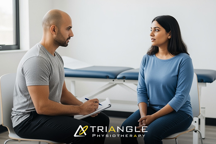 Newcomer in Toronto receiving personalized physiotherapy treatment at Triangle Physiotherapy clinic