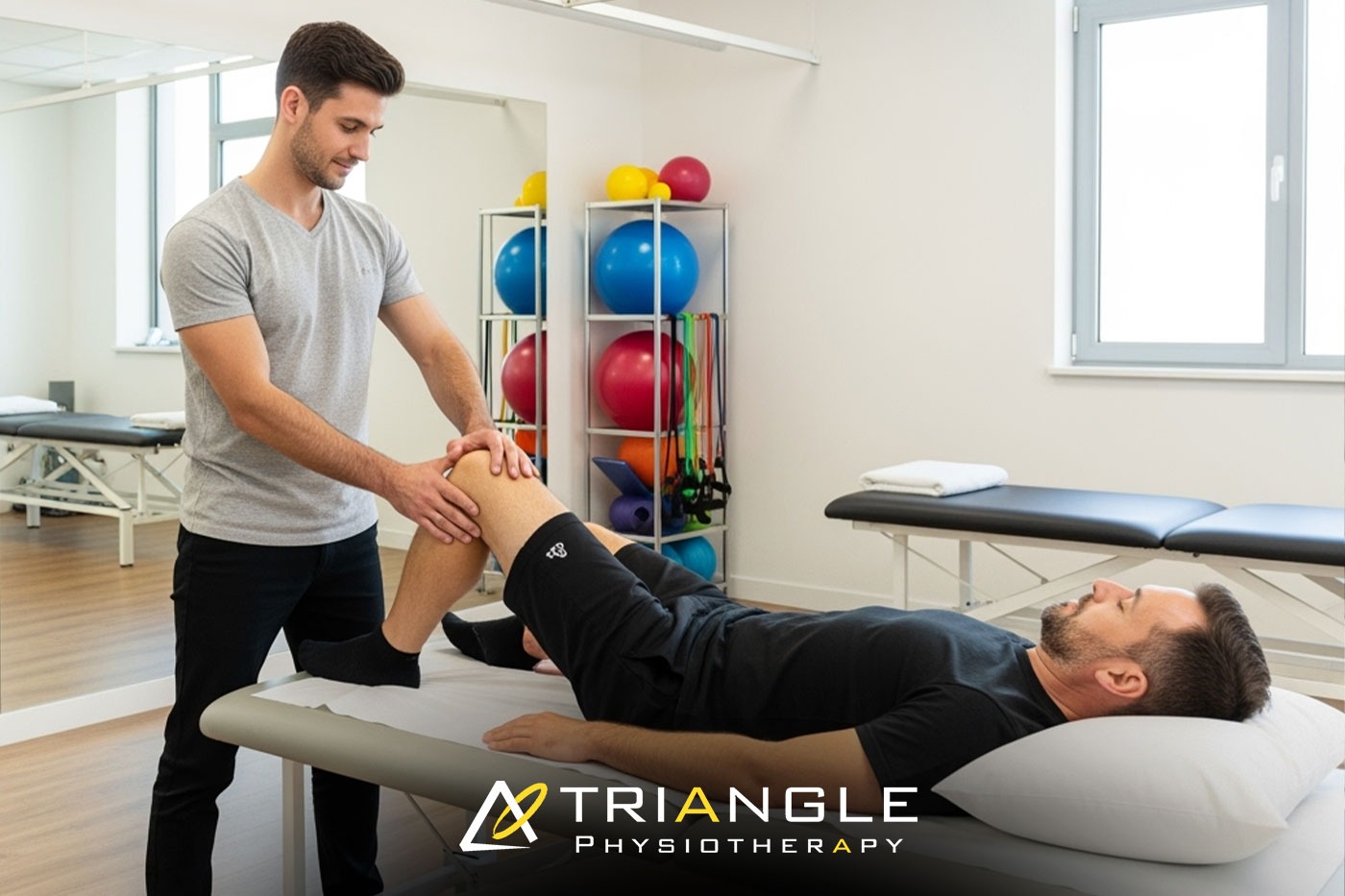 Mississauga physiotherapist applying manual therapy for knee joint pain relief